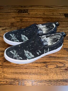 Toms x Star Wars TRVL LITE Slip On Graphic “Black Space” Sneakers Size 11